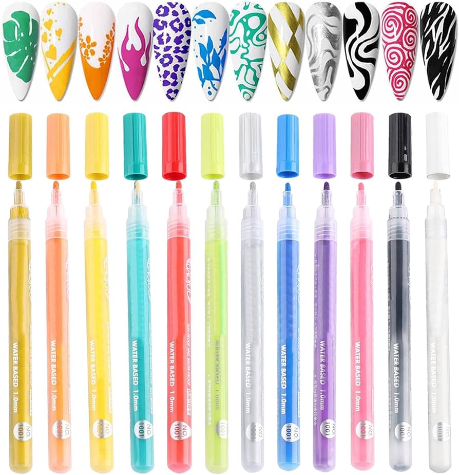 Amazon.co.jp: ネイル描画ペン、12色3Dネイルアートペン、速乾性ネイル