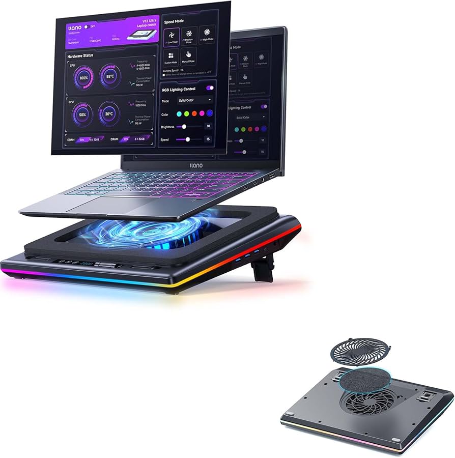 Amazon.com: llano V12 Ultra Laptop Cooling Pad Bundle with Dust