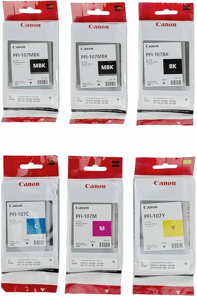 Amazon.co.jp: Canon PFI-107 セット 純正 Pfi-107 6パック 5色インク