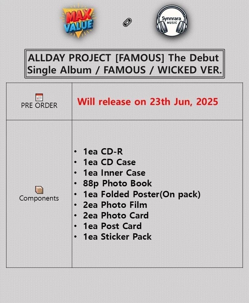 ALLDAY PROJECT [FAMOUS] The Debut Single Album (WICKED Ver.) by