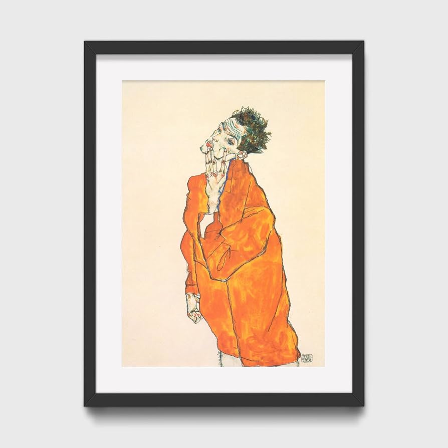 Egon Schiele 線画 木製フレーム付き Egon Schiele 線画 木製フレーム