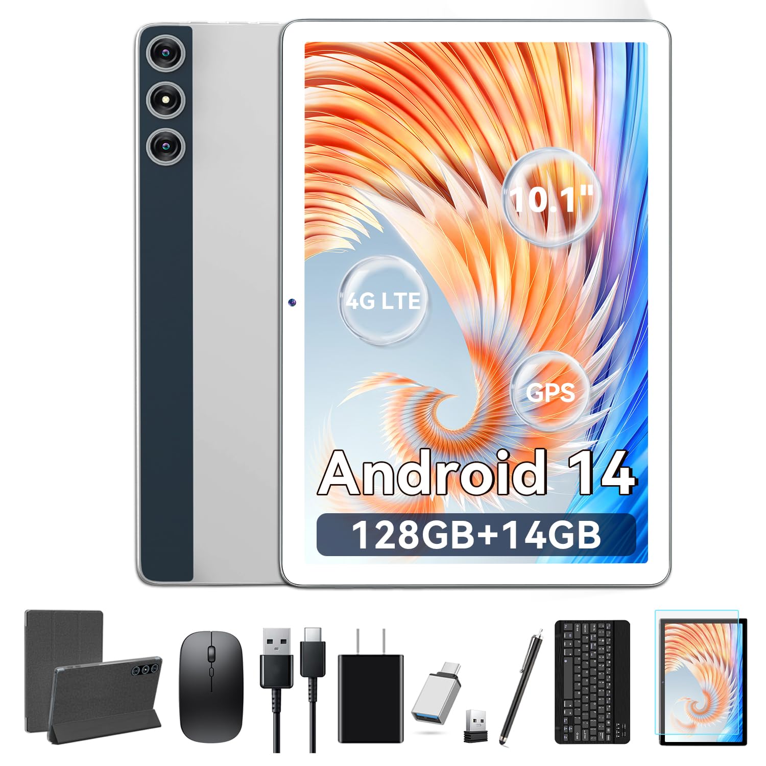 Amazon.com : Tablet 10.1 Inch Android 14, Octa-Core 5G WiFi, 128GB