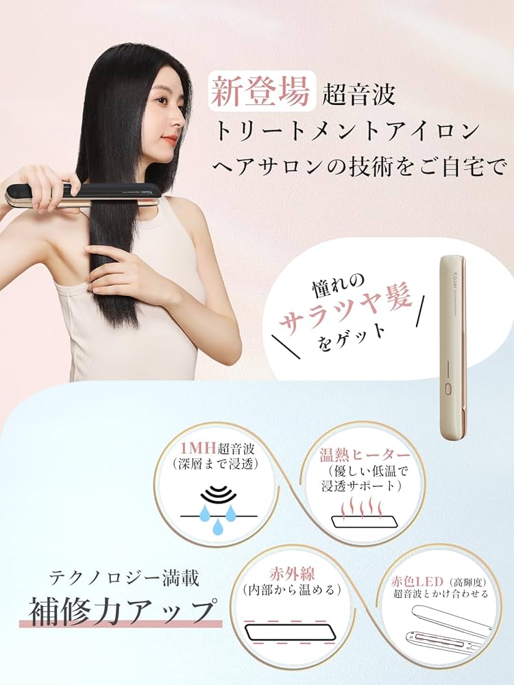 Amazon.co.jp: Kiboer 超音波トリートメント ヘアアイロン 髪質改善 超