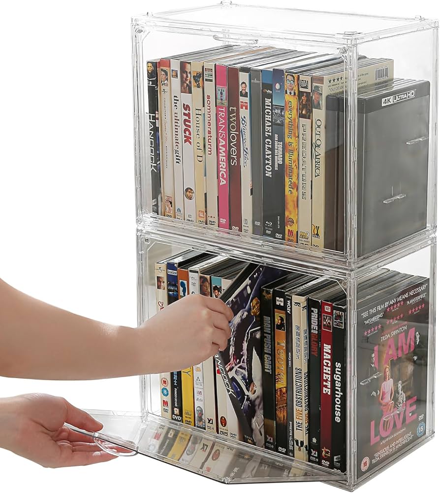 Amazon.com: Beveetio Acrylic 2-Pack DVD Storage Box, Stackable DVD