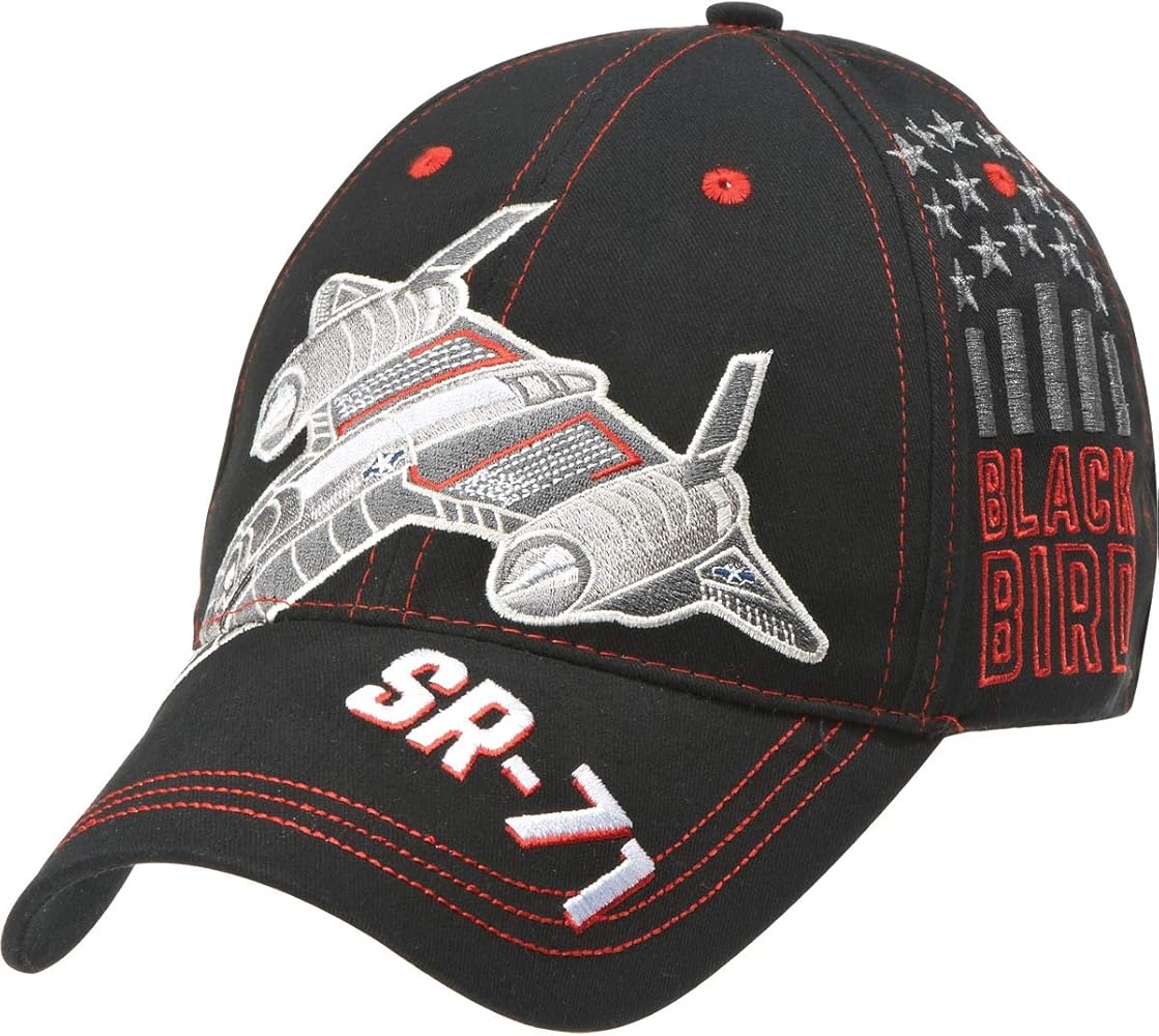 Sporty's Adjustable Black SR-71 Blackbird Airplane Embroidered Cap