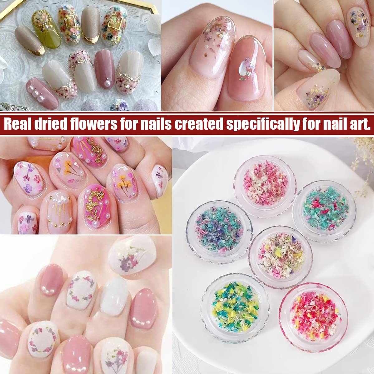 Amazon | 押し花 ネイルパーツ 6個セット ドライフラワー ネイルパーツ
