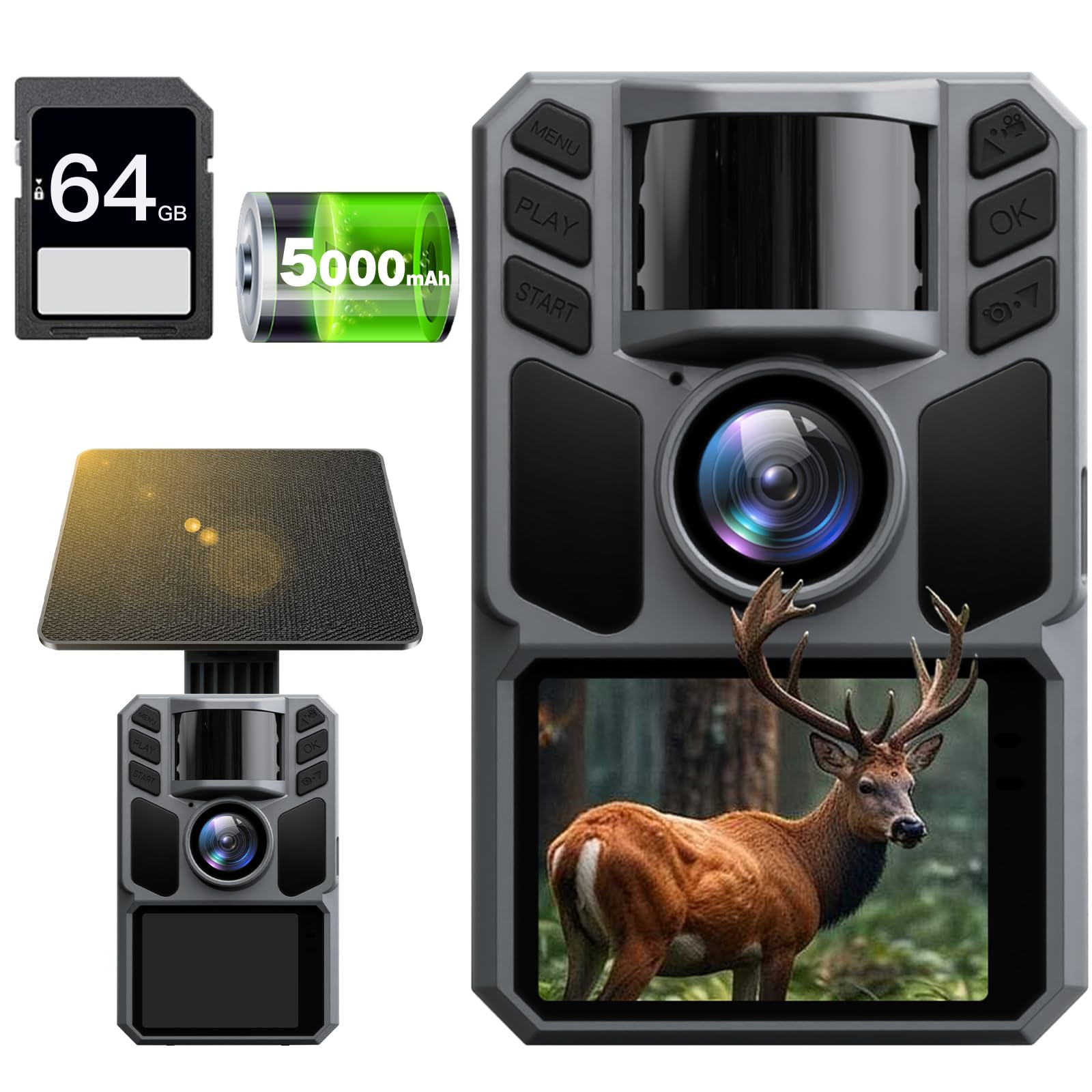 Amazon.co.jp: FKPCAM トレイルカメラ ソーラー式 野生動物監視カメラ