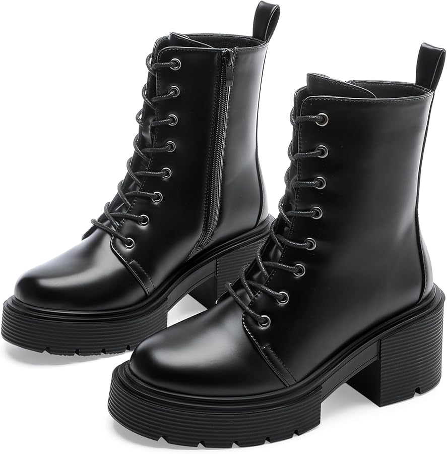 Amazon.com: ZAYNSIA Lace up Combat Boots WomensAnkle Bootie for