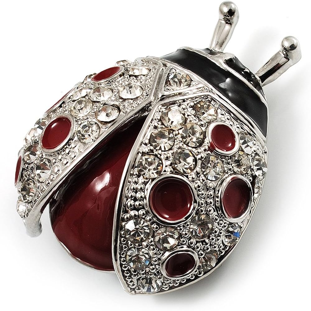 Amazon.com: Red Enamel Ladybug Brooch (Silver Tone): Brooches And
