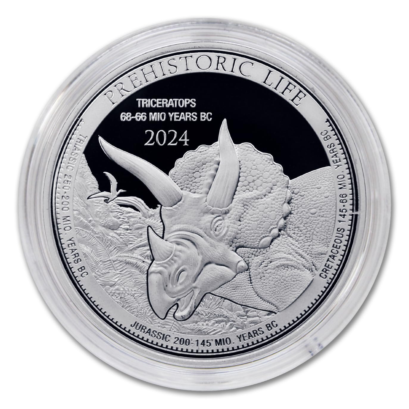 2024 1 oz Congo Silver Prehistoric Life Series - Triceratops Coin