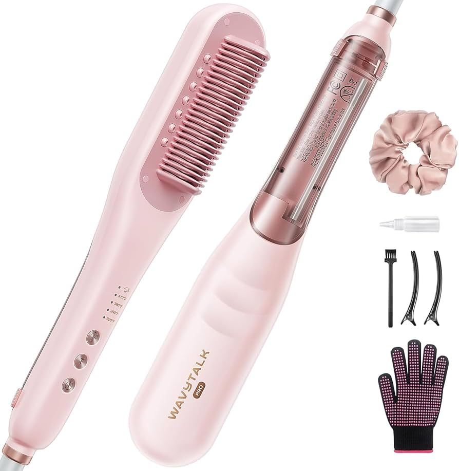 Wavytalk Pro Steam Hair Straightener Brush 3 in 1 Pink UK : Amazon