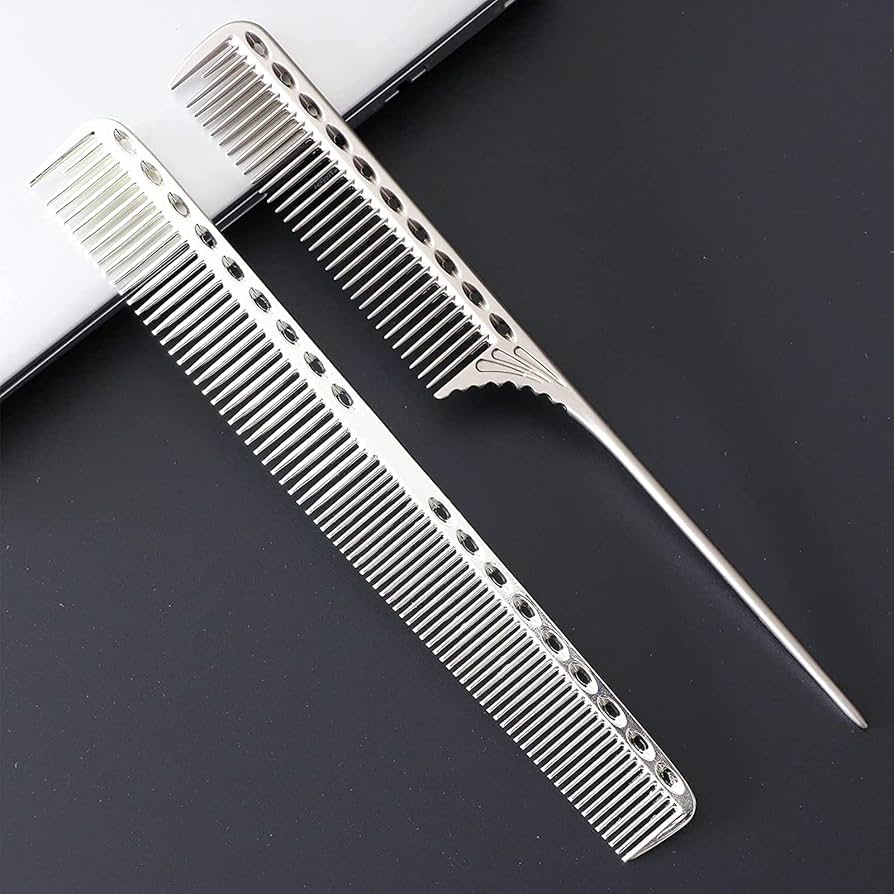 Amazon | ステンレススチールコーム2個、男性用コーム、ひげコーム