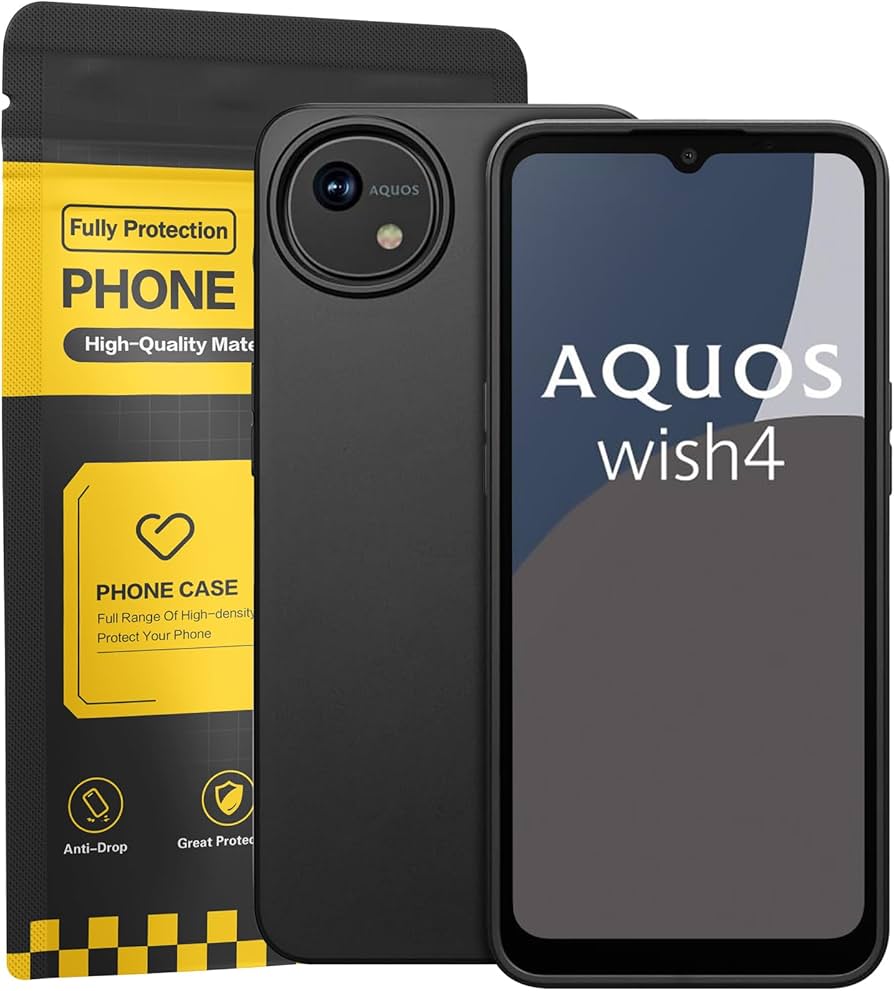Amazon.co.jp: Aquos Wish 4 ケース ブラック 耐衝撃 落下防止 指紋