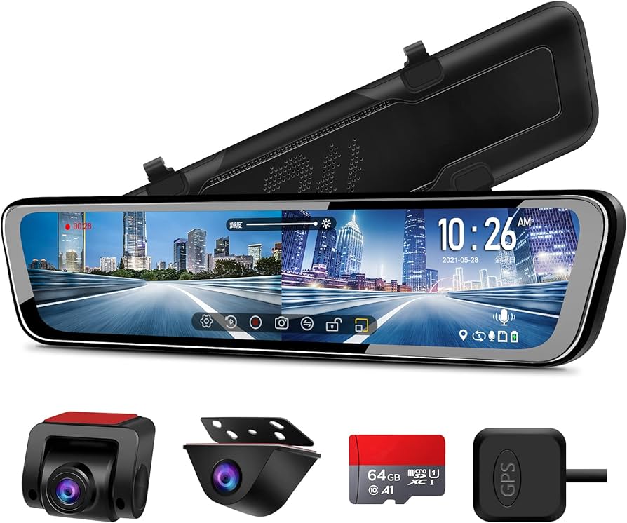 Amazon.co.jp: URVOLAX ドライブレコーダーミラー型 前後カメラ分離 12