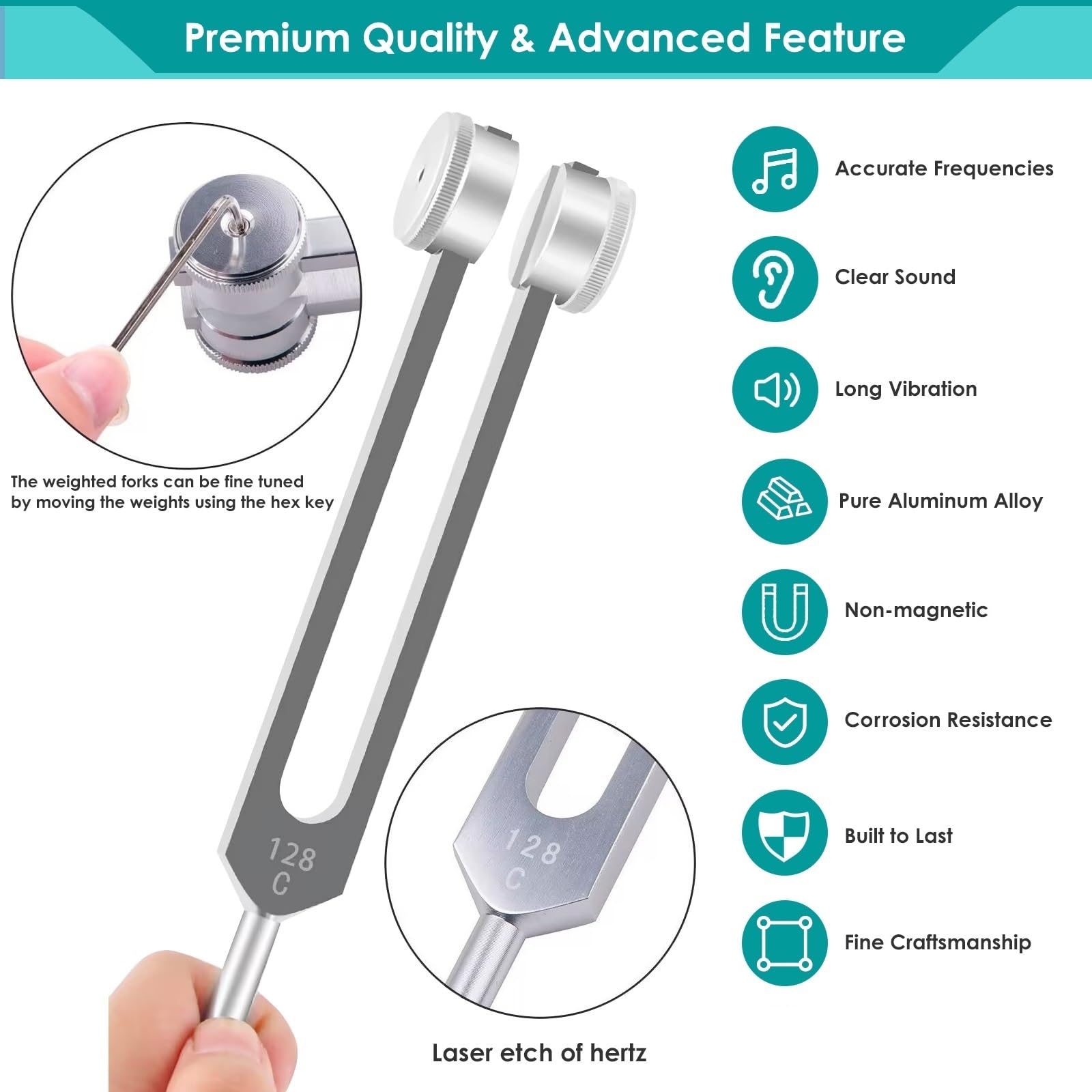 Amazon.com: 4Pcs Tuning Fork Medical Sound Healing Set(128Hz, OM