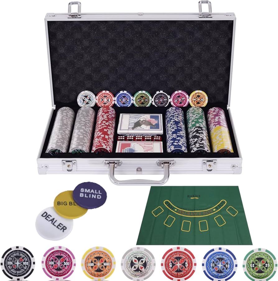Amazon | BJマット付きカジノセット カジノチップ300枚 数字入り