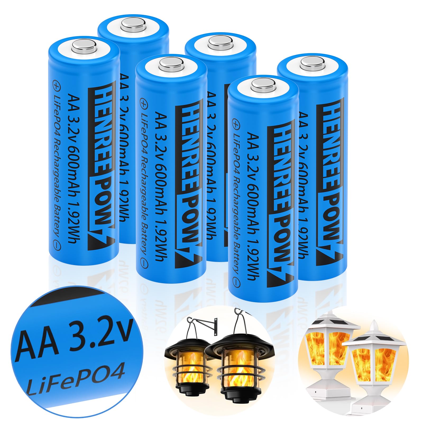 Amazon.com: Henreepow AA 3.2v Solar Rechargeable Batteries