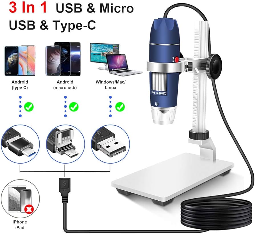 Amazon.com : Jiusion HD 2MP USB Digital Microscope 40X to 1000X