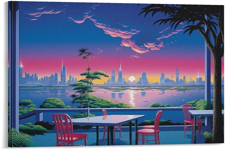 Amazon.com: Hiroshi Nagai Tropical Modern City Landscape Framed