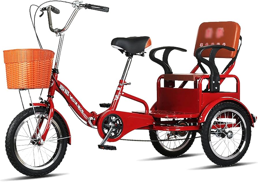 Amazon.co.jp: 16インチシングルスピード自転車2人乗り大人用三輪車