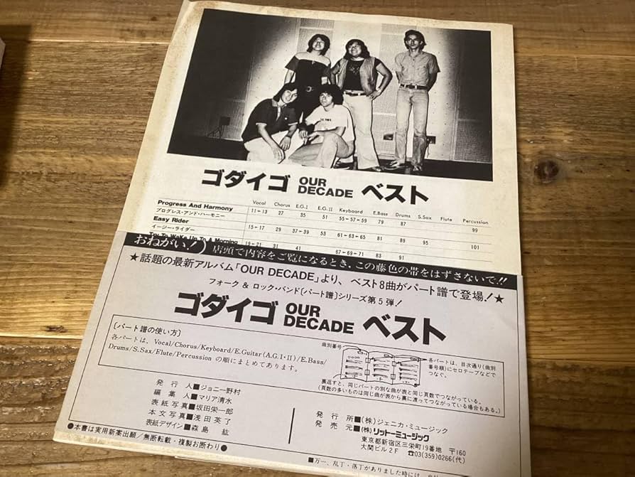 Amazon.co.jp: 楽譜/ゴダイゴ/OUR DECADE/パート譜/バンドスコア