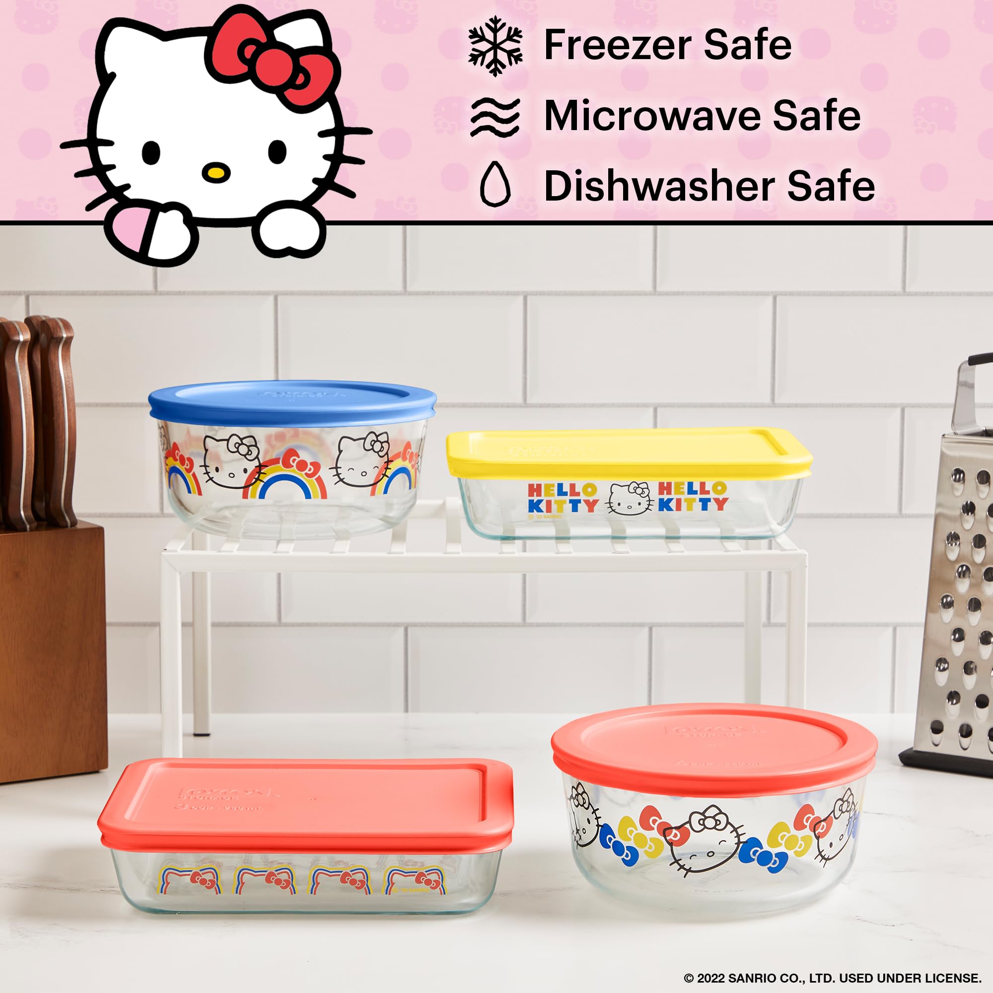 Amazon｜Pyrex ハローキティ ガラス食品保存容器8点セット 非毒性
