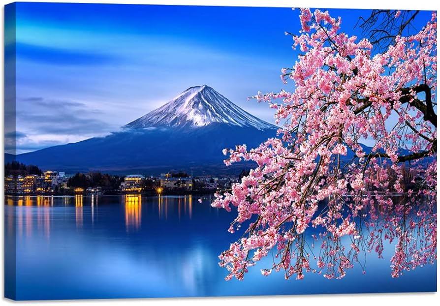 Amazon.co.jp: 富士山 桜 絵画 桜景色 富士山の風景 開運 ポスター