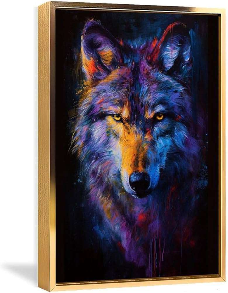 元旦セール 赤坂三好 版画版 オオカミの絵 木製フレーム 元旦セール