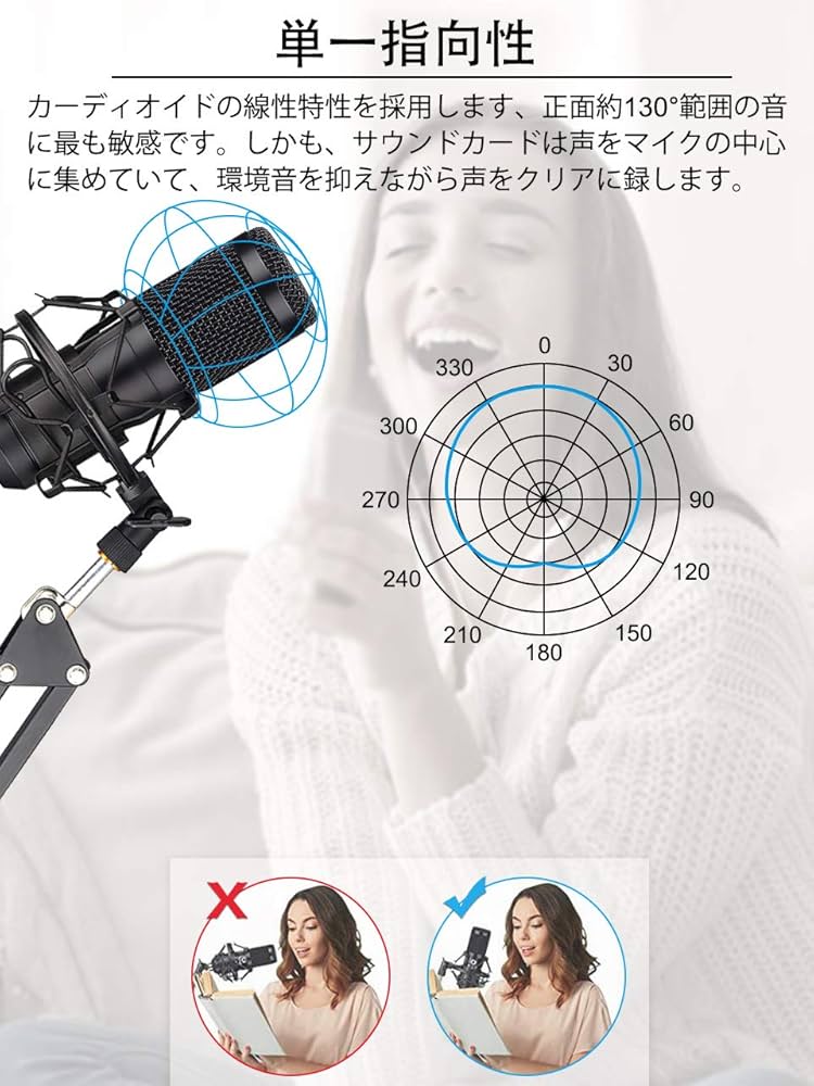 Amazon.co.jp: マイク コンデンサーマイク(アームスタンド付き) USB