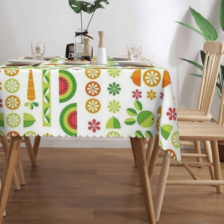 Amazon｜野菜＆果物 テーブルクロス、長方形 テーブルカバー 撥水
