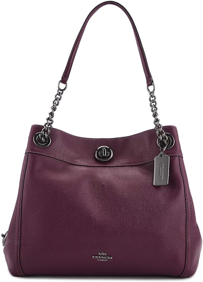 Coach Turnlock Edie Shoulder Bag In Pebble Leather (Dark Berry