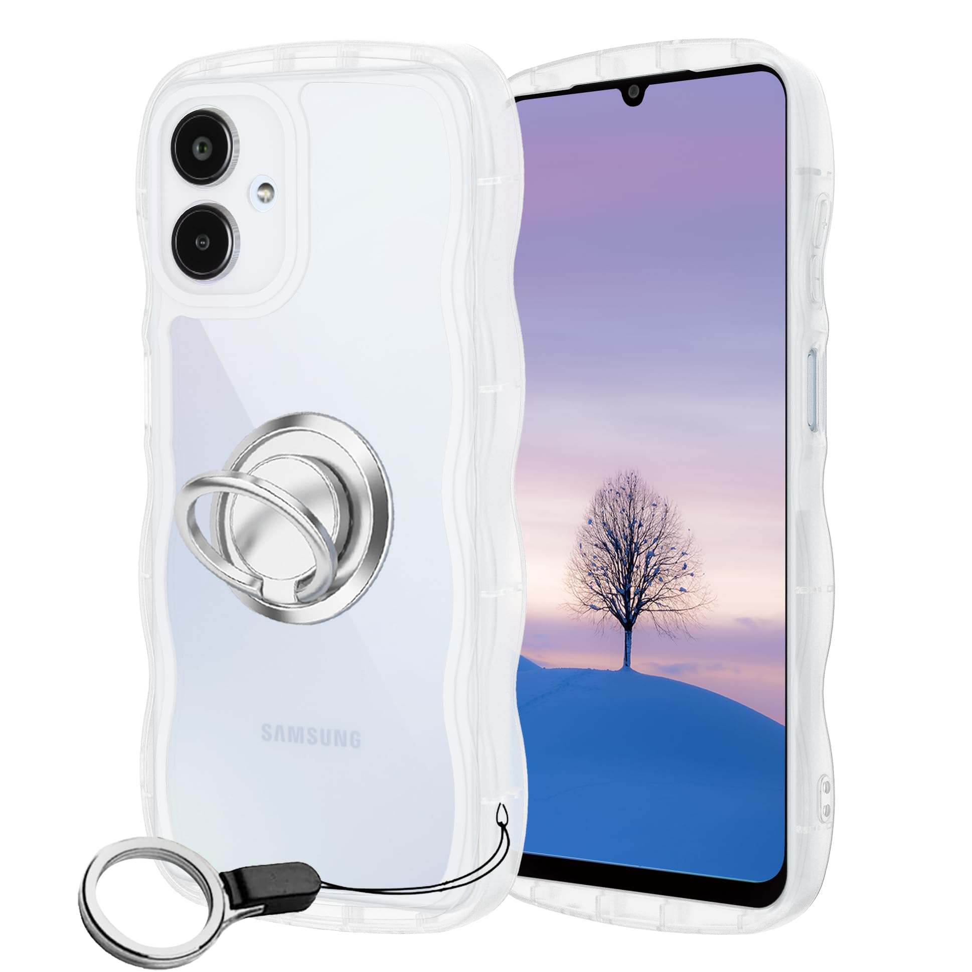 Amazon.co.jp: Galaxy A25 5G ケース クリア ウェーブ リング付き TPU