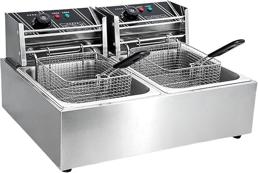 Amazon.co.jp: Kurflo 業務用フライヤー 二槽式 12L 卓上フライヤー 大