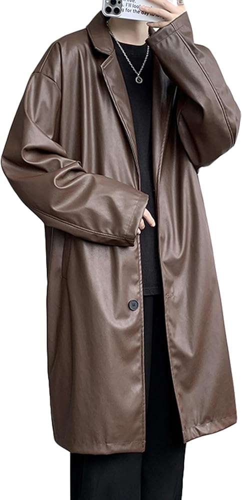 Amazon | [WANSHIX] PUレザーコート トレンチコート チェスター