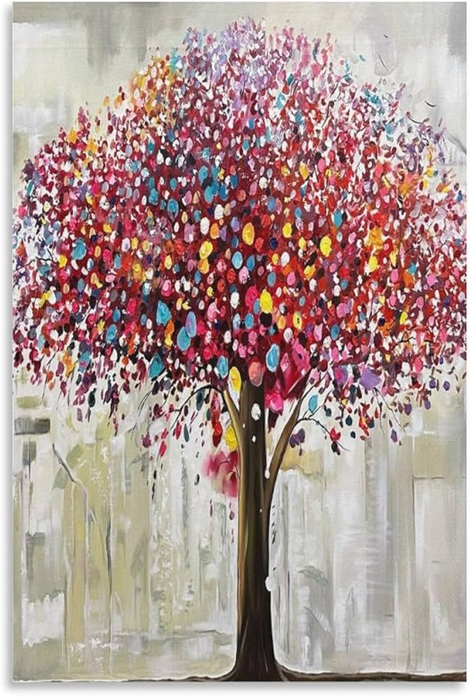 Amazon.co.jp: カラフルな木々 抽象芸術 植物 葉 自然 北欧 絵画