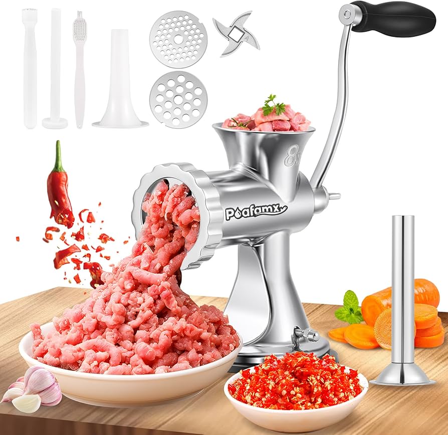 Amazon | Poafamx 手動ミンサー 4.5mm/8mm2枚ブレード付き ミンチ機