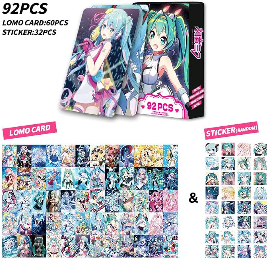 Amazon.co.jp: 92枚入り初音ミクLOMOカード ステッカー 60トレカ+32