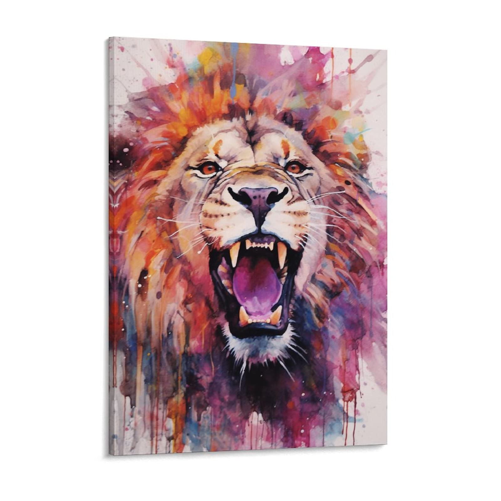 Amazon.co.jp: 絵画 ライオンの水彩画アートインテリア 絵画 動物の