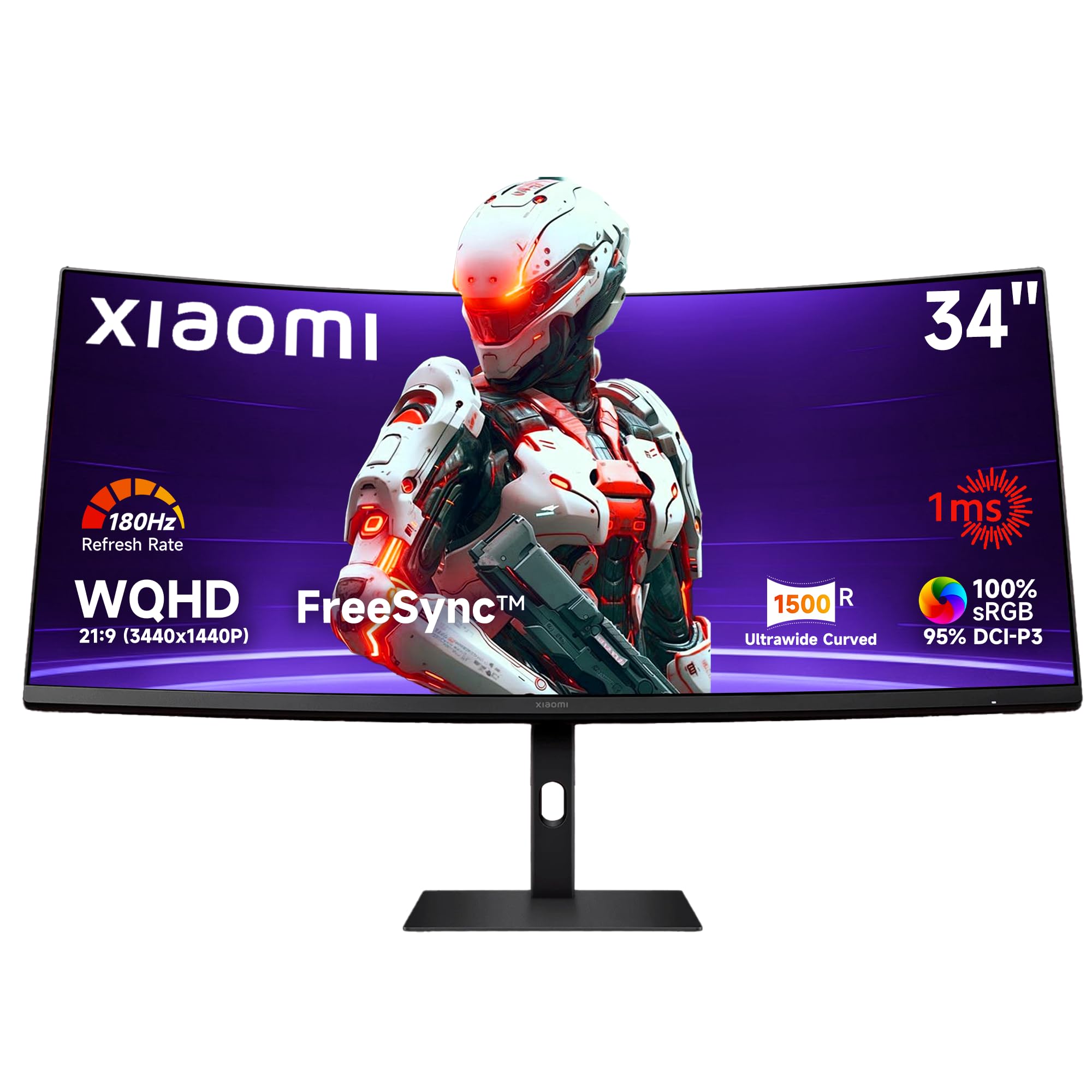 Amazon.com: XIAOMI 34 inch Curved Gaming Monitor, 180HZ 1ms 1500R
