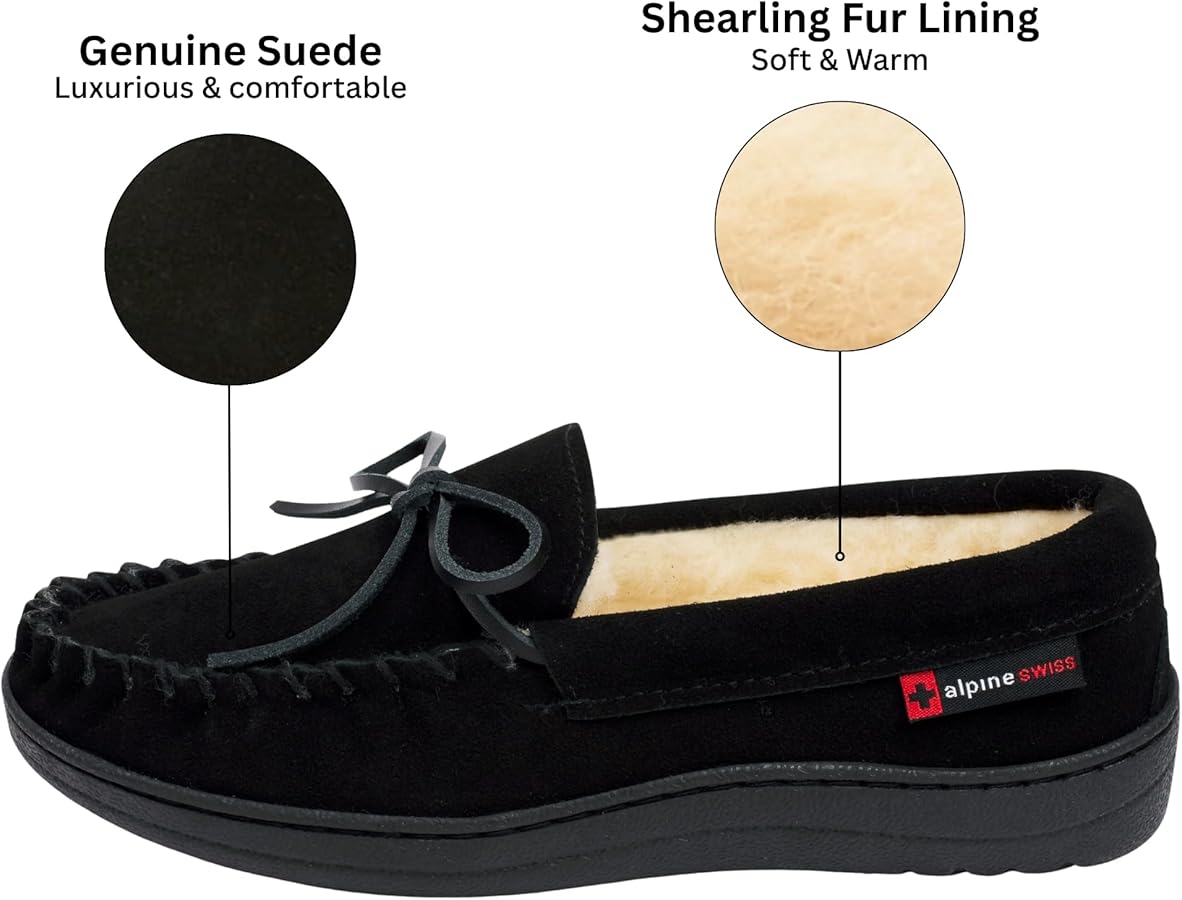 Amazon.com | Alpine Swiss Sabine Womens Moccasin Slippers Genuine
