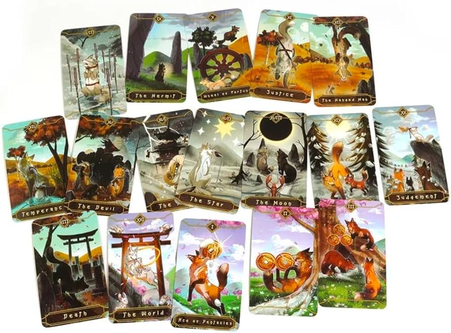 Amazon.co.jp: キツネタロットカード78枚セット、ポケットサイズ、季節