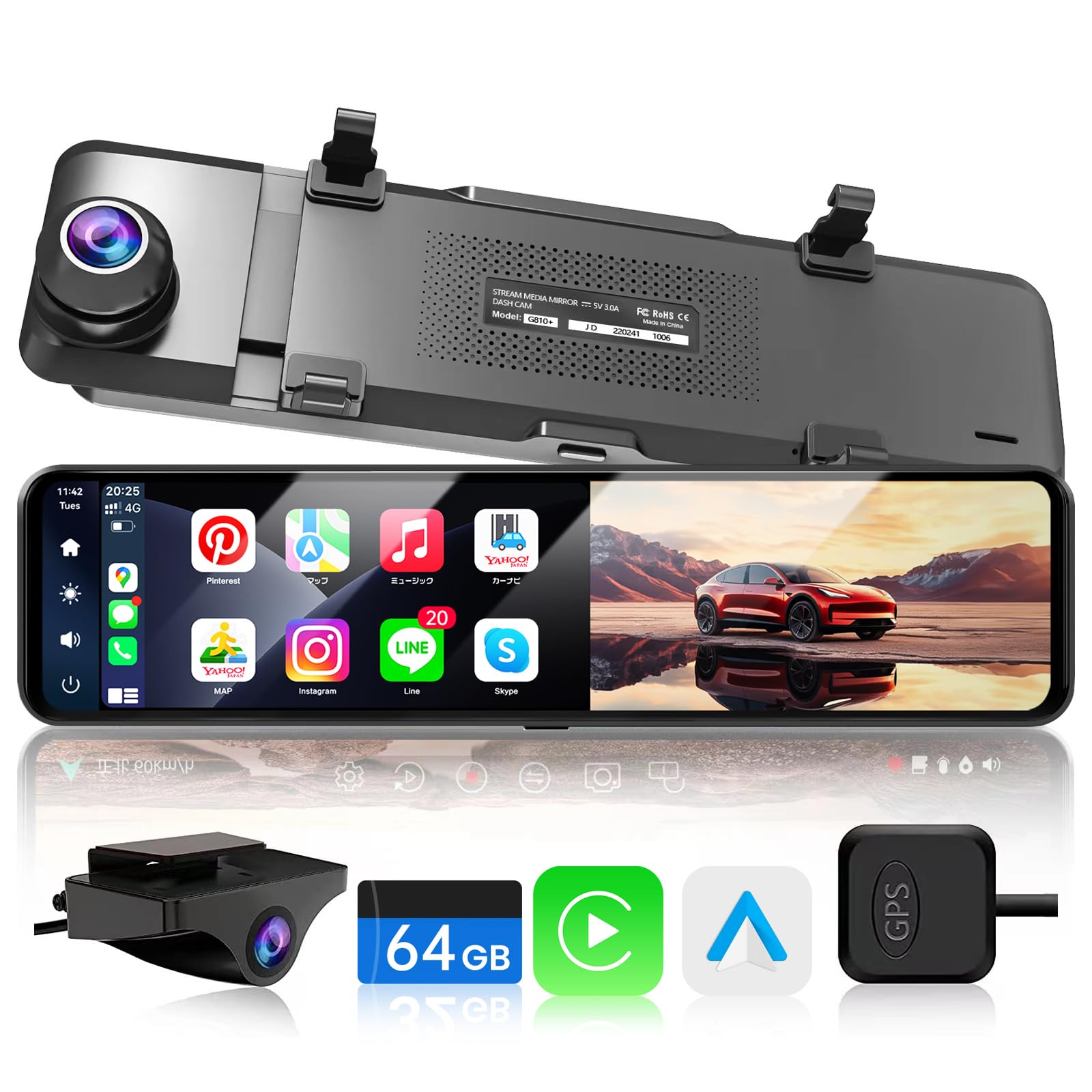 Amazon | JADO ドライブレコーダー ミラー型 CarPlayとAndroidAuto