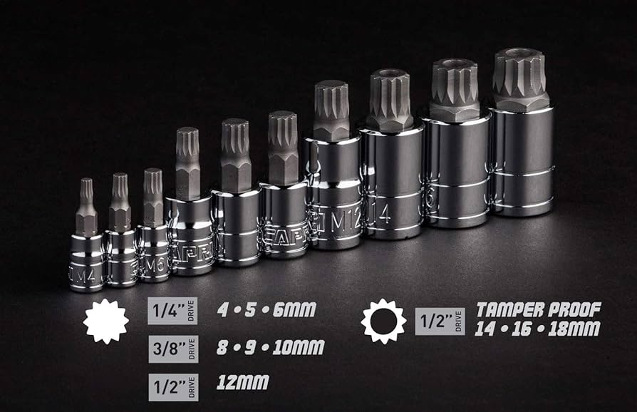 Capri Tools XZN Triple Square Spline Bit Socket Set, Metric, 10