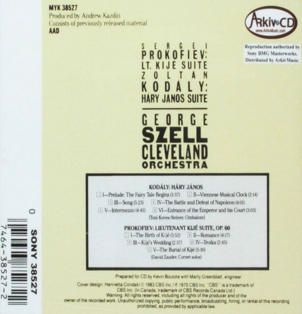 Sergei Prokofiev, Zoltan Kodaly, George Szell, Cleveland Orchestra