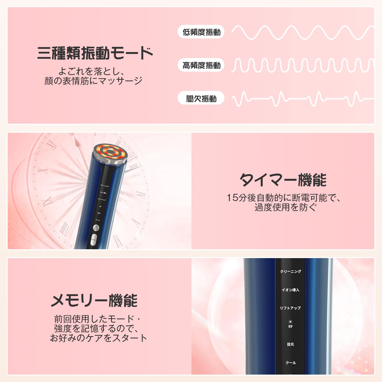 Amazon.co.jp: 美顔器 RF美顔器 イオン導出 イオン導入 超音波美顔器