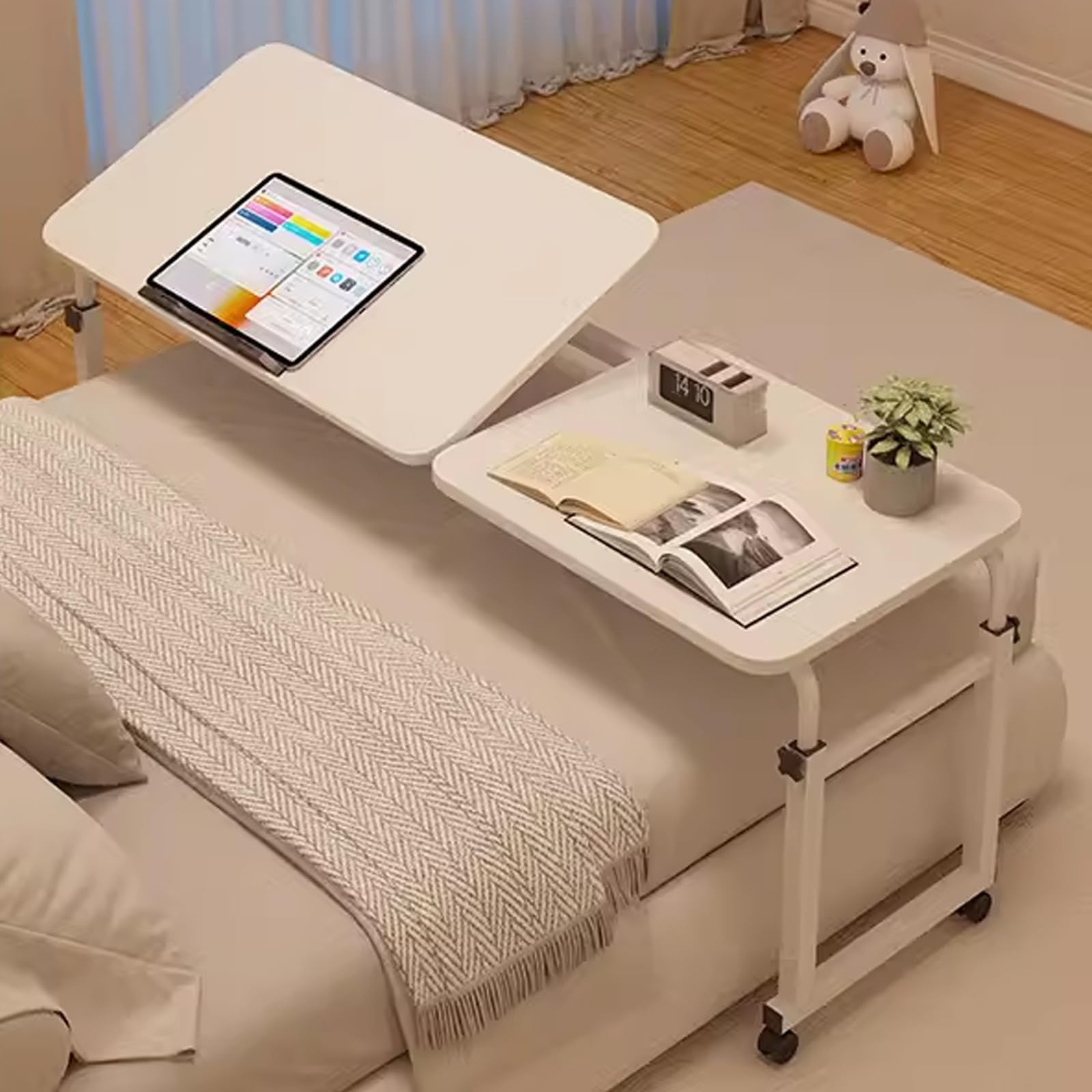 Amazon.co.jp: ベットテーブル、高さ調節オーバーベッドテーブル、介護