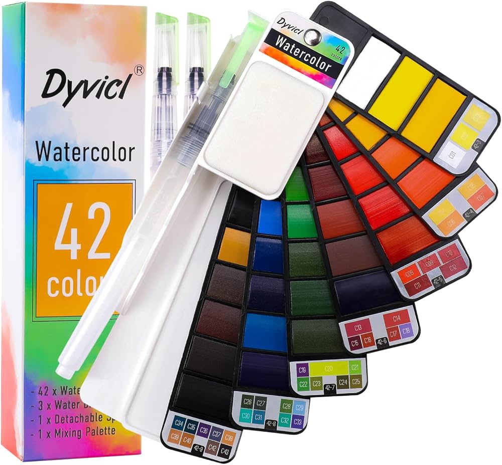 Amazon | Dyvicl 水彩絵の具セット 42色 折りたたみ式ペイントセット