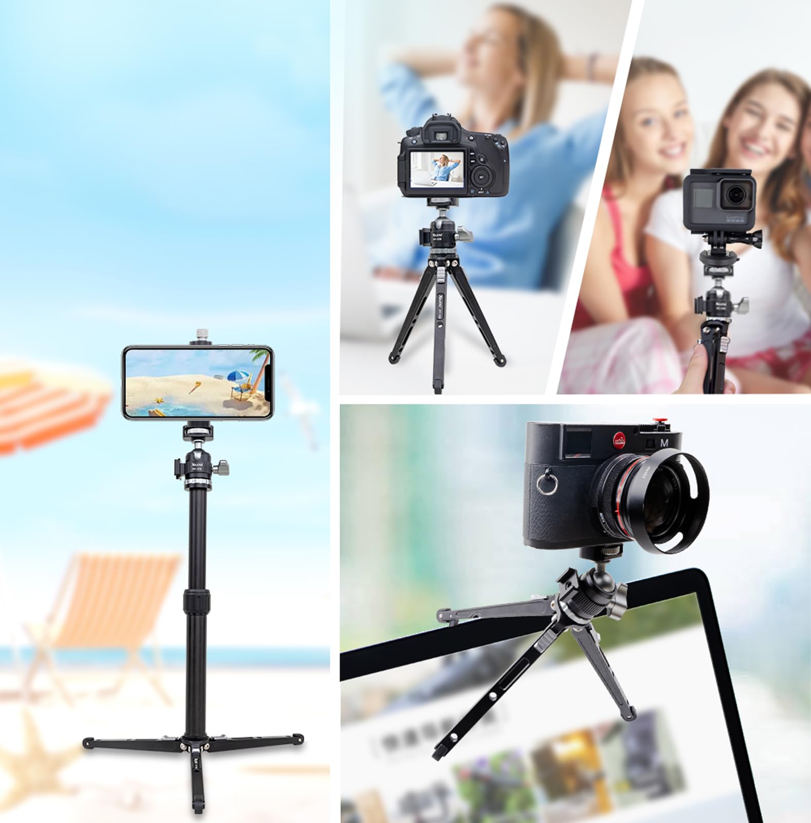 Amazon | XILETU ミニ三​​脚金属製スマートフォン三脚コールドシュー