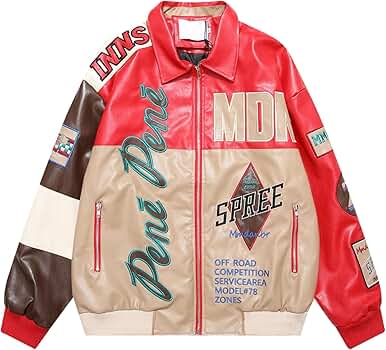 CONCINEROS Women's Men's Faux Leather Jacket Varsity Jacket for