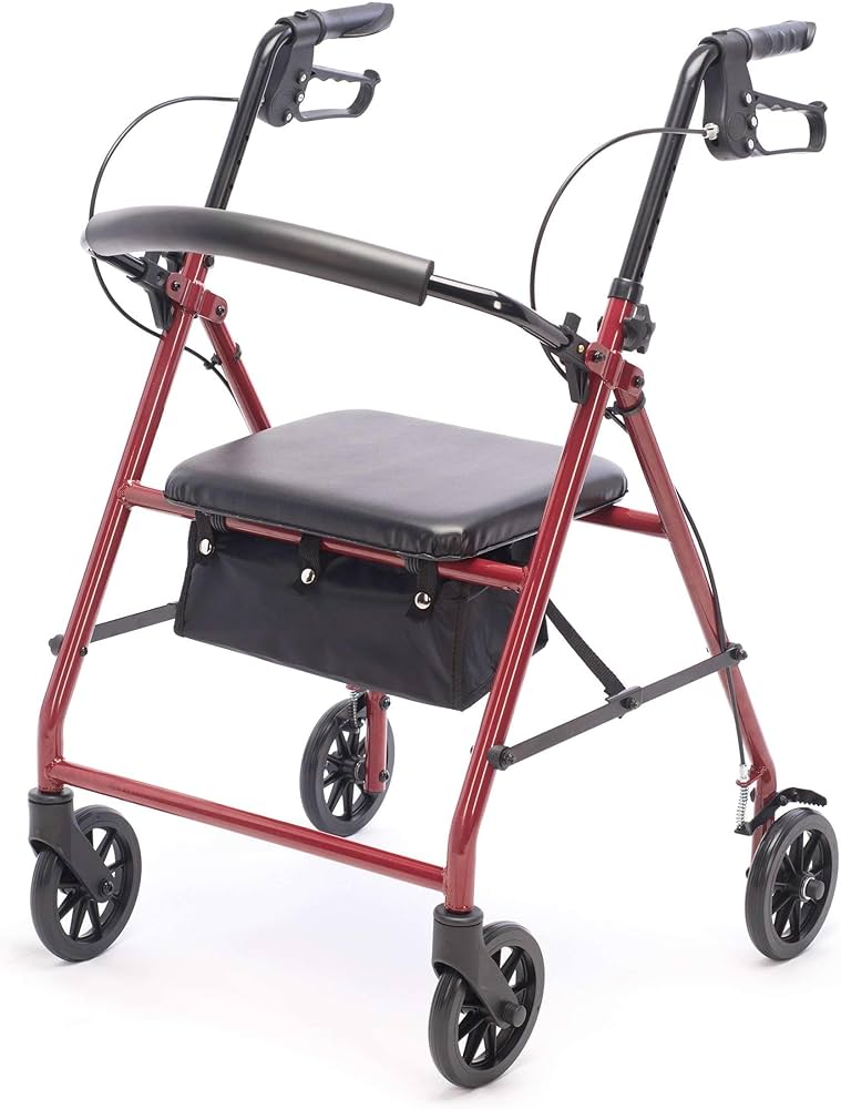 Amazon.com: Foldable Lightweight Rollator Walker with Seat - Red